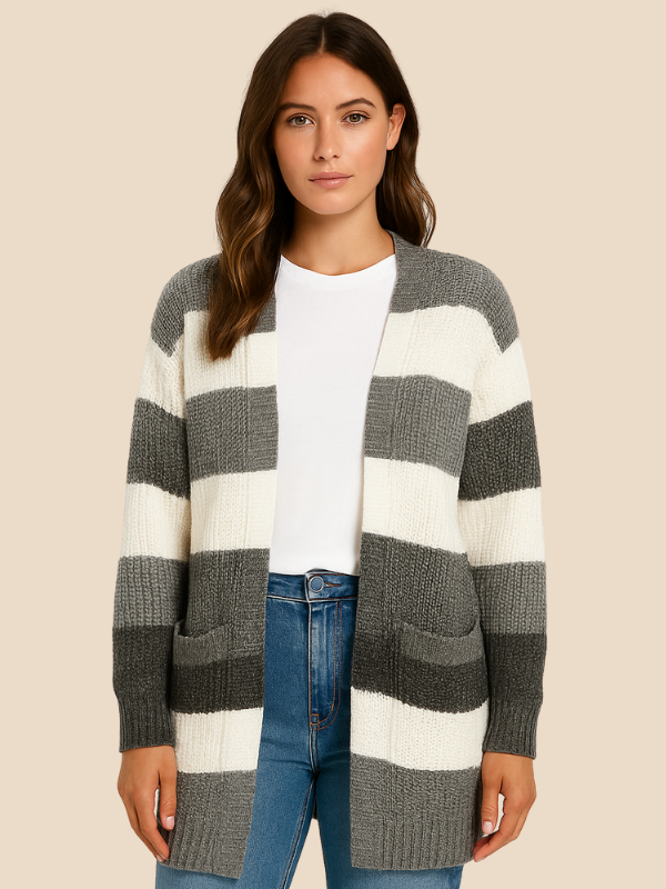 Isla | Cardigan Donna in Maglia a Righe Oversize